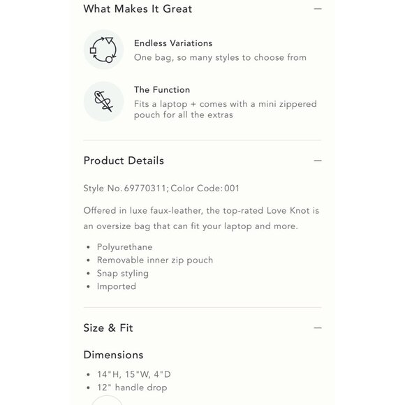 NWT Size OS - Anthropologie The Love Knot Slouchy Bag &Pouch Navy (NWT US$ 98) - Picture 5 of 15